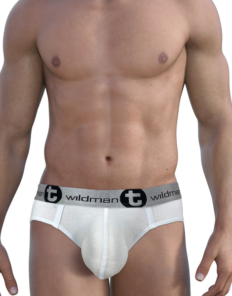 WildmanT Modal Big Boy Pouch Brief White/Gray 2-Pack