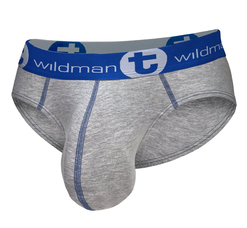 WildmanT Big Boy Pouch Cotton Brief Gray and Blue