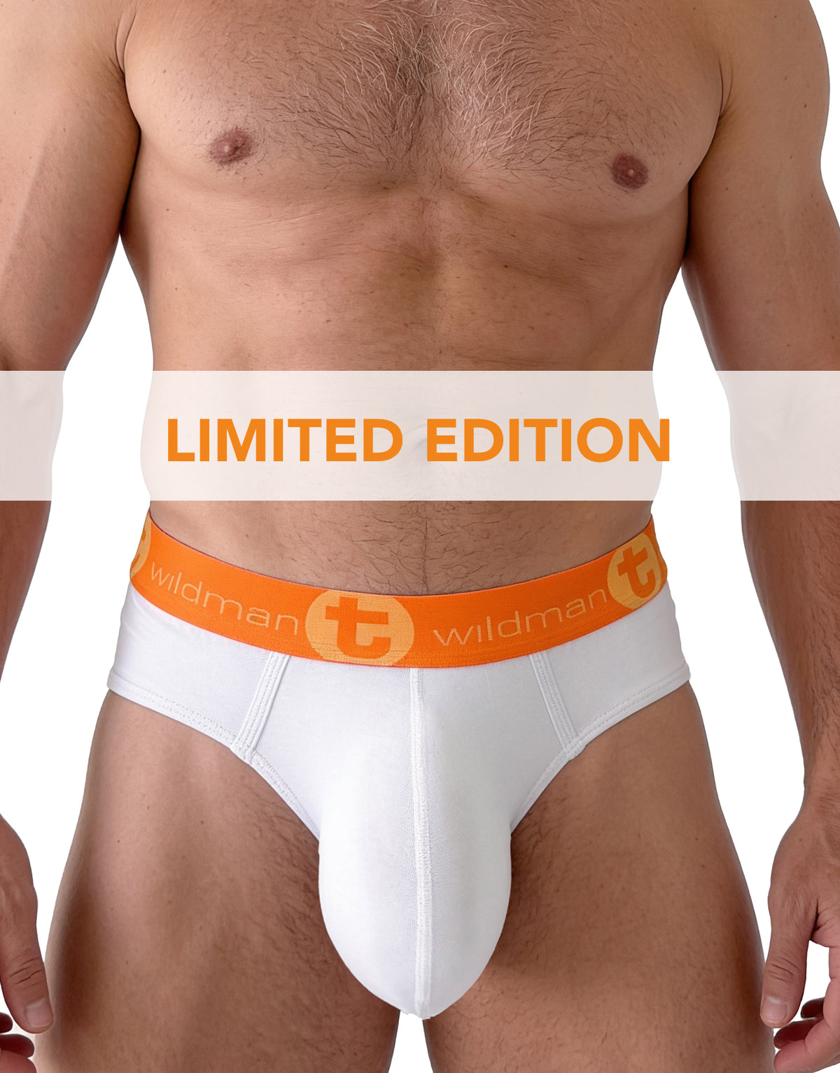 End of Summer Big Boy Pouch Cotton Brief White and Orange