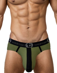 Big Boy Pouch Cotton Brief with Stripe Army Green