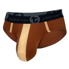 Big Boy Pouch Cotton Brief with Stripe Brown and Tan