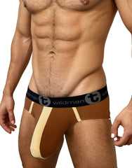 Big Boy Pouch Cotton Brief with Stripe Brown and Tan