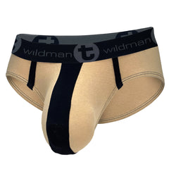 Big Boy Pouch Cotton Brief with Stripe Tan