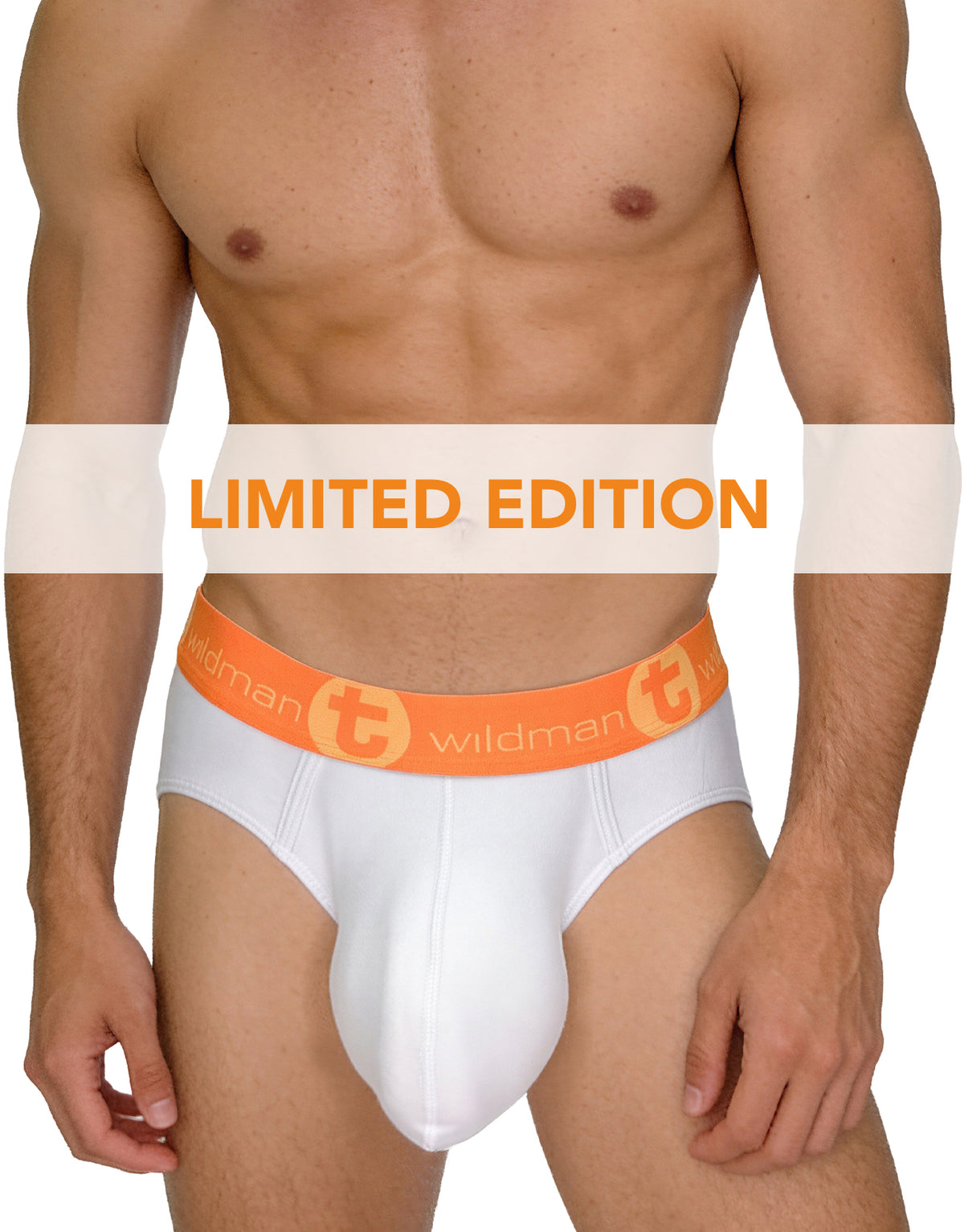 End of Summer Monster Cock Cotton Brief White and Orange