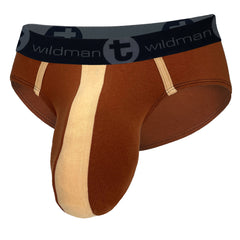 WildmanT Monster Cock Cotton Brief with Stripe Brown and Tan