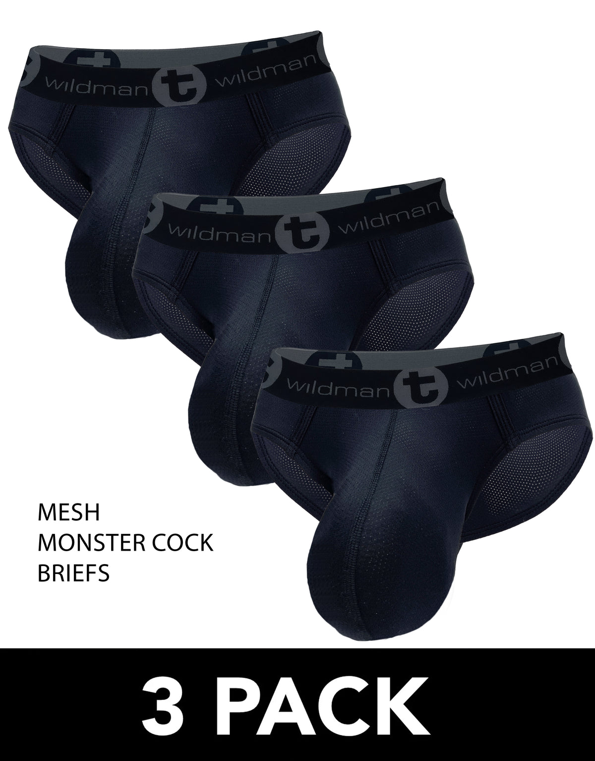 3-PACK WildmanT Mesh Monster Cock Brief Black