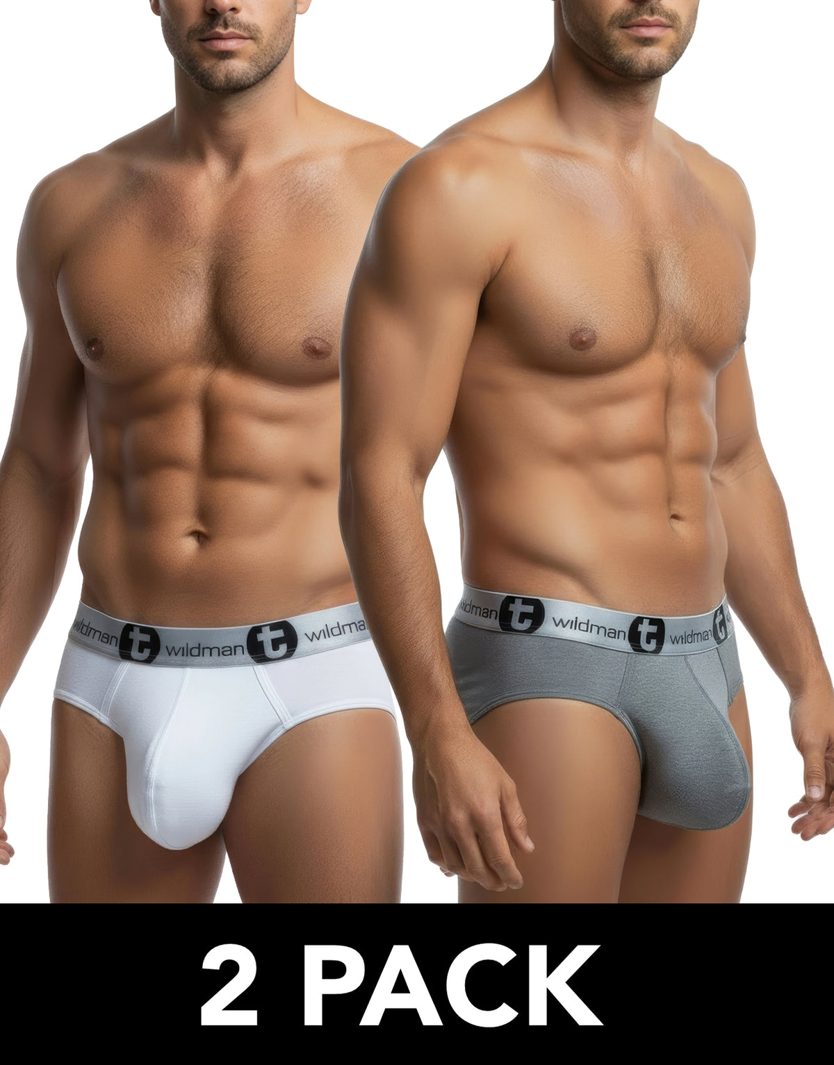 WildmanT Modal Big Boy Pouch Brief White/Gray 2-Pack