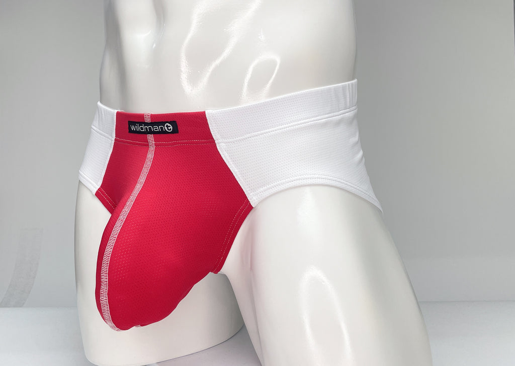 WildmanT Mesh Brief White and Red