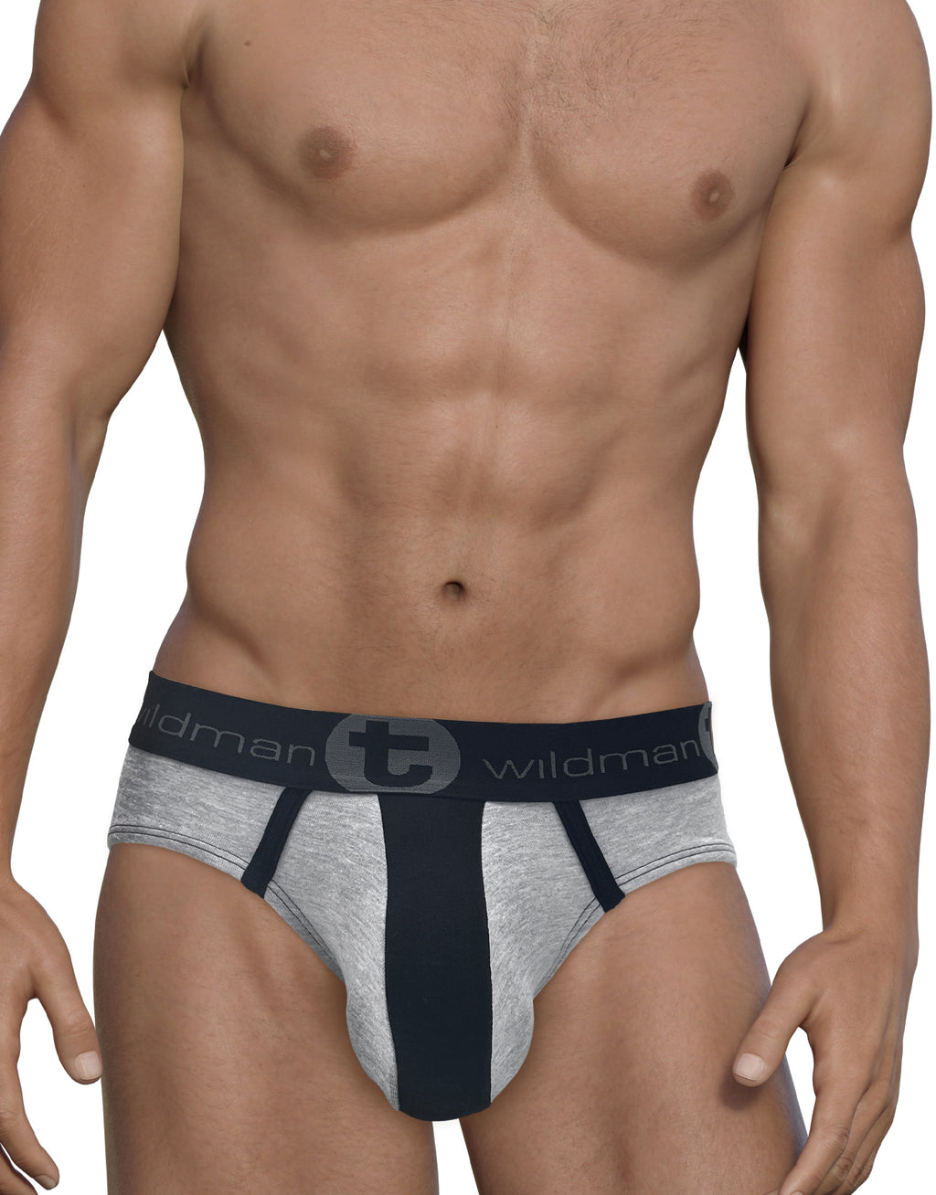 WildmanT Stretch Cotton Big Boy Pouch Brief Gray/Black