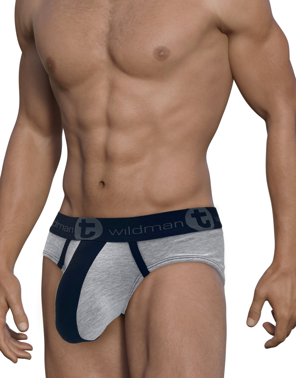 WildmanT Stretch Cotton Big Boy Pouch Brief Gray/Black