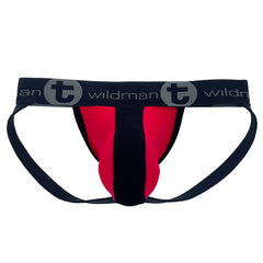 WildmanT Cotton Big Boy Pouch Stripe Jockstrap Red/Black