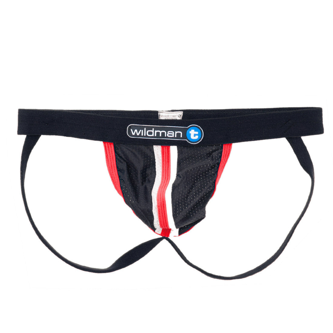 WildmanT Raw Sport Stripe Jockstrap with Duraband Waistband Red - Big Penis Underwear, WildmanT - WildmanT