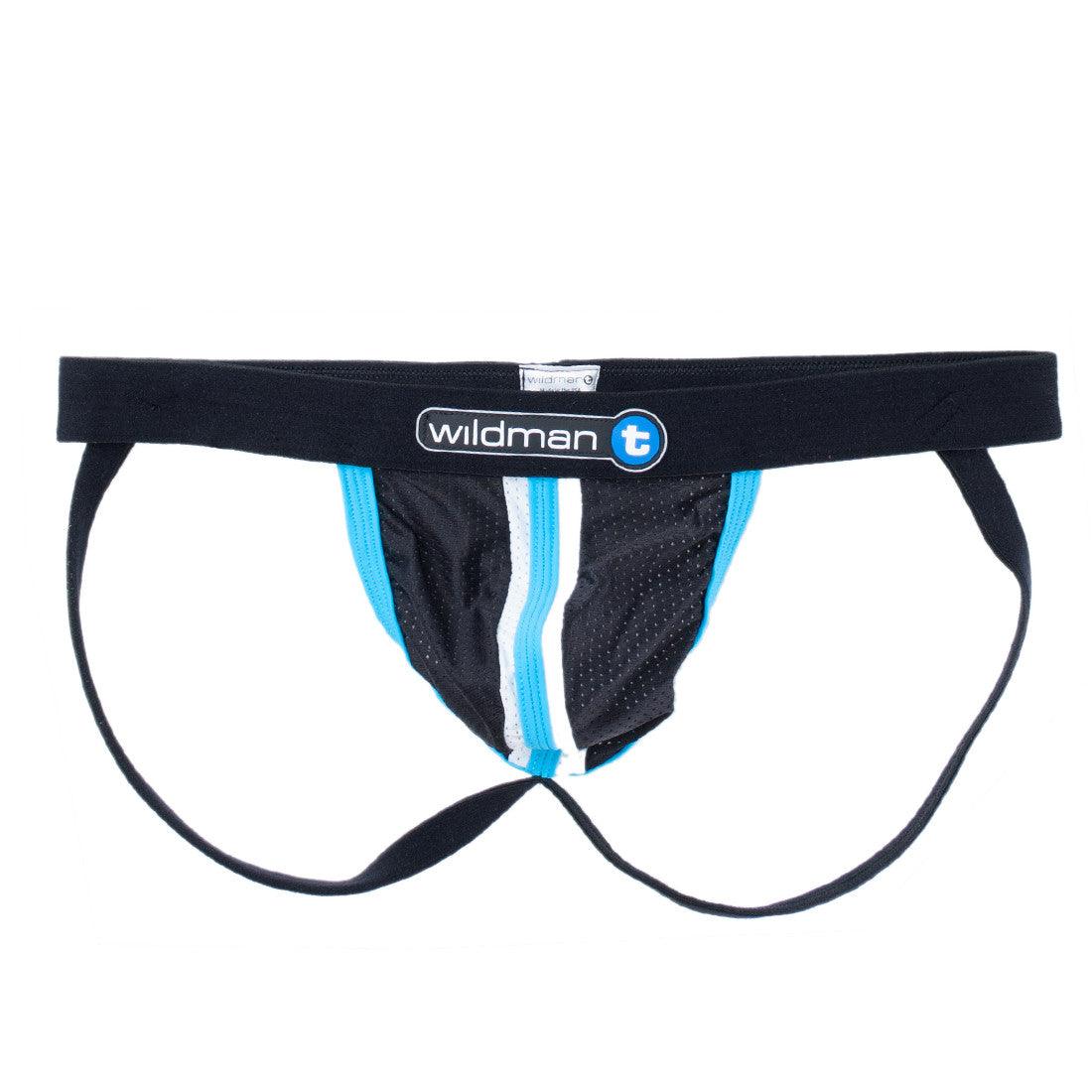 WildmanT Raw Sport Stripe Jockstrap with Duraband Waistband  Blue - Big Penis Underwear, WildmanT - WildmanT