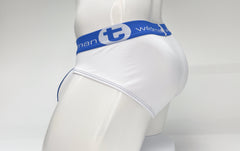 WildmanT Mesh Big Boy Pouch Brief with Stripe White and Blue