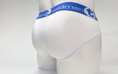 WildmanT Mesh Big Boy Pouch Brief with Stripe White and Blue