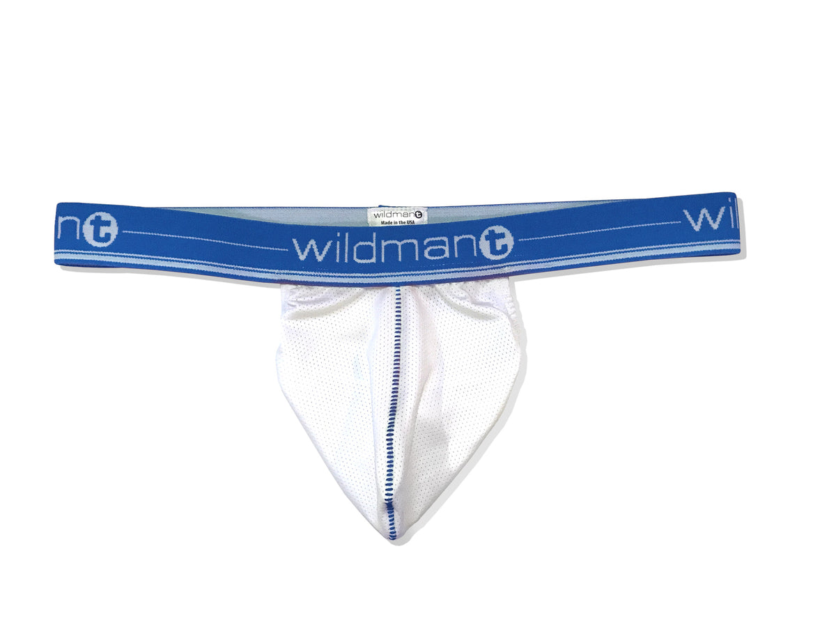 Big Boy Strapless Pouch White Mesh w/Blue Band - Big Penis Underwear, Wildman T - WildmanT