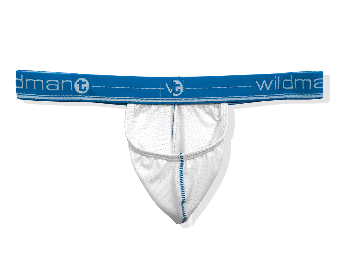 Big Boy Strapless Pouch White Mesh w/Blue Band - Big Penis Underwear, Wildman T - WildmanT