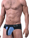 Stretch Cotton Big Boy Pouch Brief Black/Blue