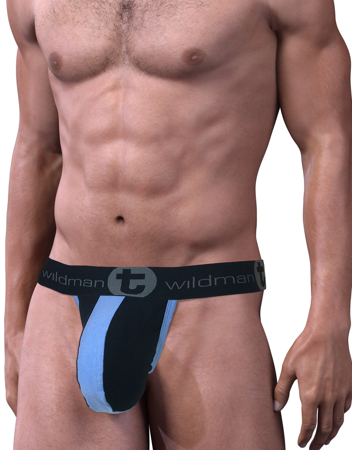 Stretch Cotton Strapless Jock Big Boy Pouch Black/Blue