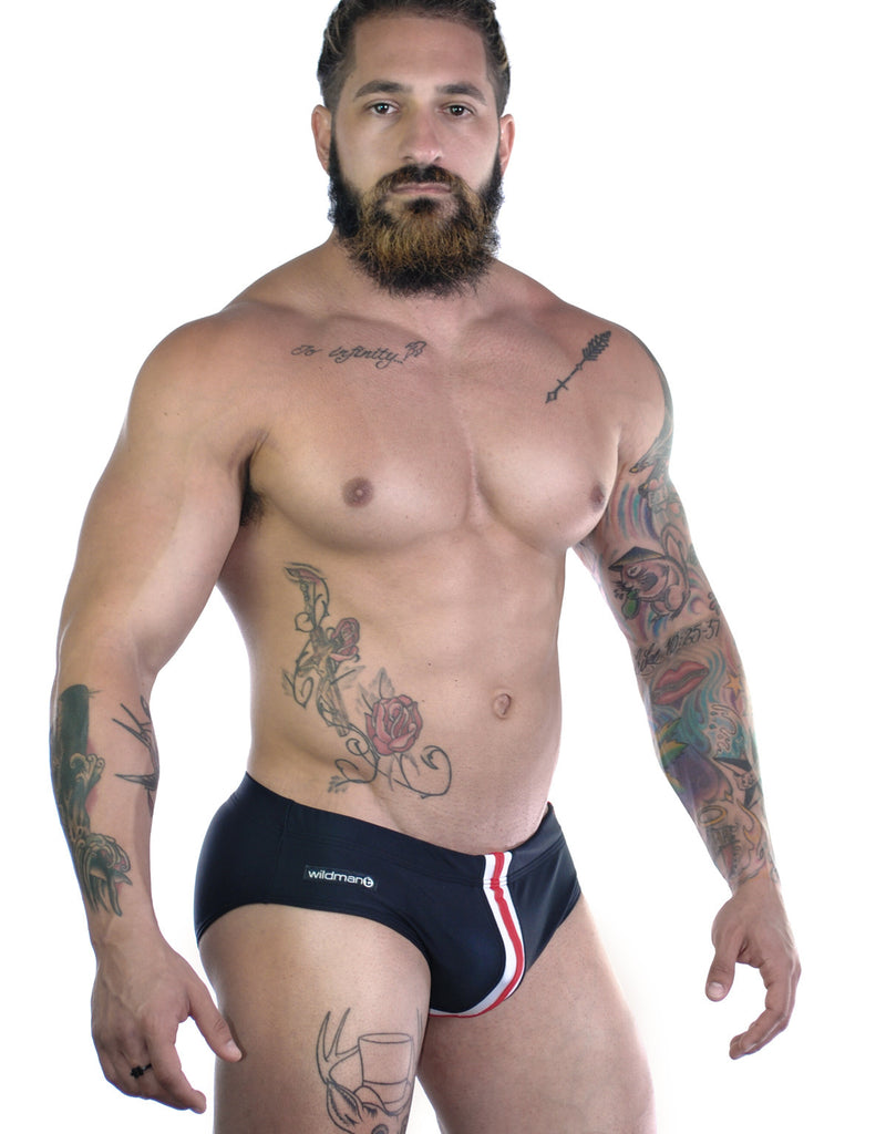 Sportivo Bikini Black with Red Stripe - Big Penis Underwear, WildmanT - WildmanT