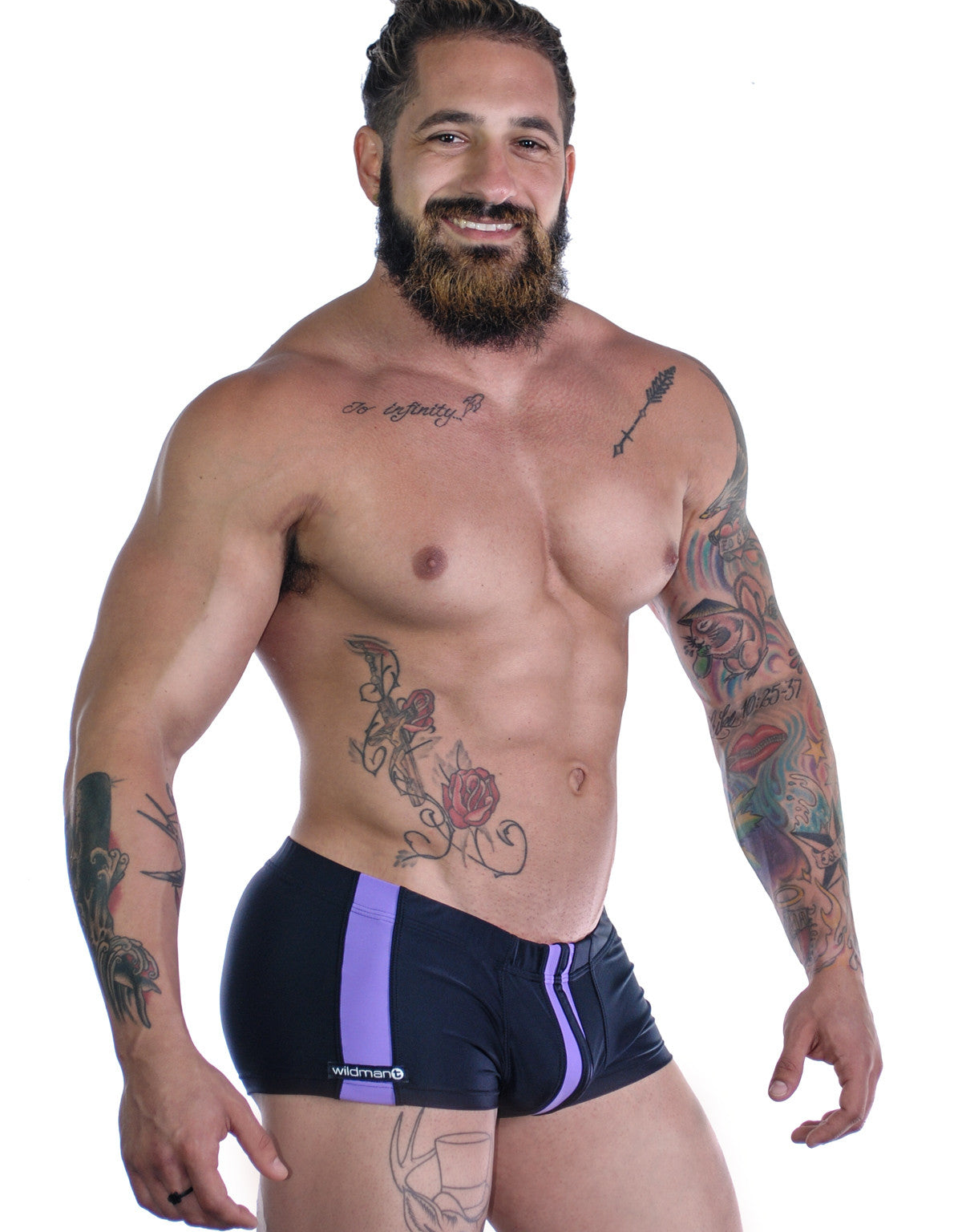 Sportivo Square Cut Black & Purple - Big Penis Underwear, WildmanT - WildmanT